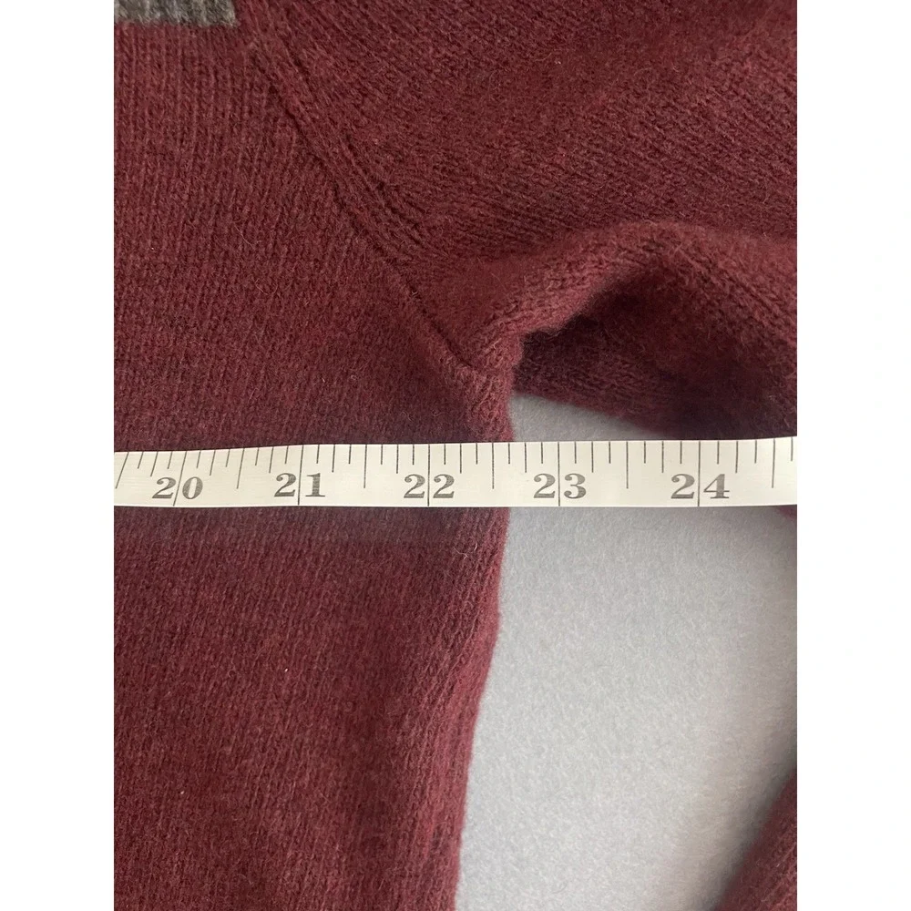 Banana Republic Men M Wool Sweater 1/4 Zip Burgundy Stripe Italian Yarn Mock Lux